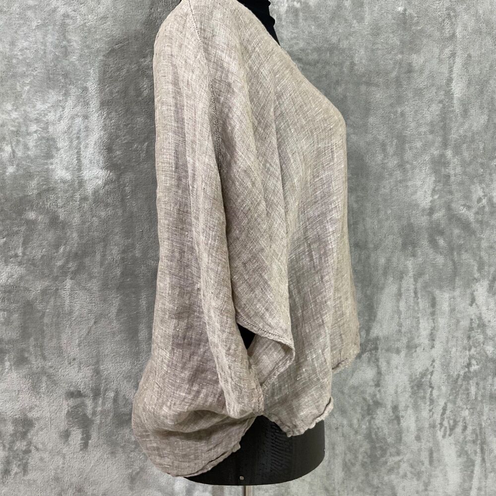 Sigrid Olsen 100% LinenTop Oversized Dolman sleeves Beach Coastal minimalist - Picture 2 of 10